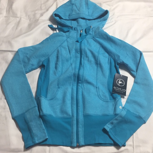 Active life ladies hoodie. Color: Turquoise. - Picture 3 of 10
